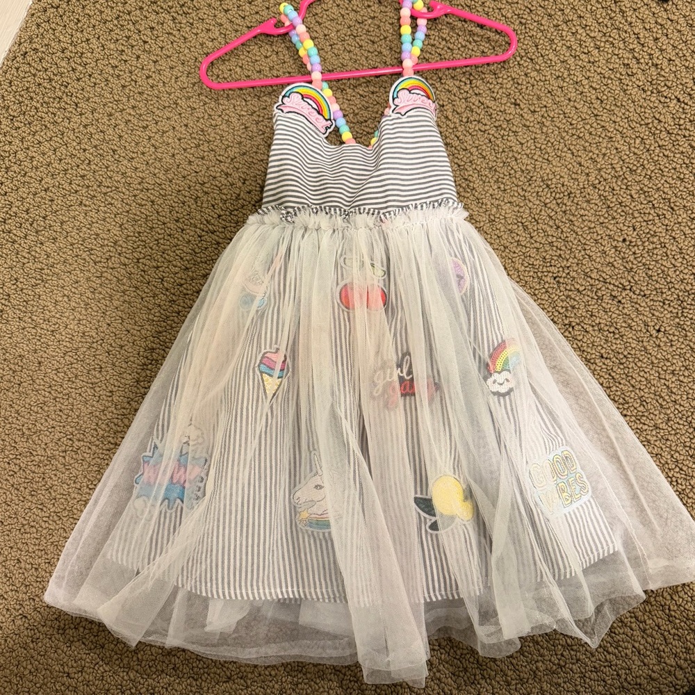 Lola + The Boys Striped Dress with Colorful Patches